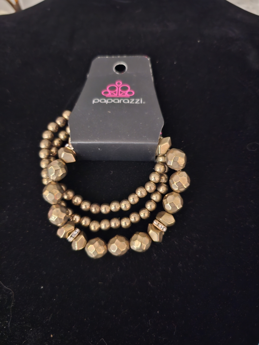 paparazzi Metallic Gold Faceted Beaded Stretch Bracelet Trio
